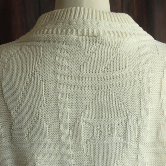 Vintage 1980s 1990s Sweater, Unisex Volup Turning Point White Mock Turtleneck - Picture 10 of 11